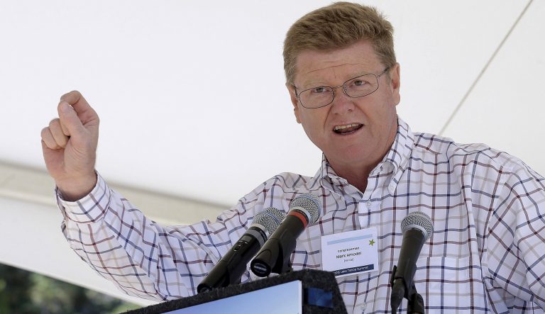 In this Aug. 24, 2015 photo, Rep. Mark Amodei, R-NV., speaks at the 19th Annual Lake Tahoe Summit at Zephyr Cove in South Lake Tahoe, Nevada.