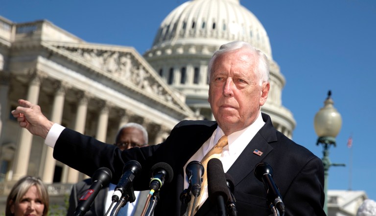 House Minority Whip Steny Hoyer, D-Md., talks during a press conference on Capitol Hill in Washington on Friday, June 15, 2018. 