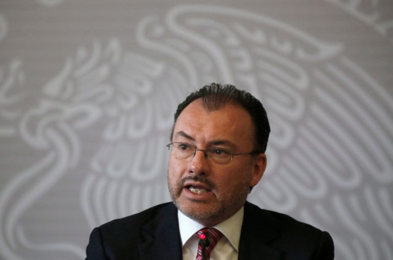 Mexican Foreign Secretary Luis Videgaray Caso speaks at a press conference in Mexico City, Tuesday, June 19, 2018. The Mexican government is condemning the separation of children from families on the U.S. border. Videgaray said that the country does not promote illegal migration, but it "cannot remain indifferent in the face of something that clearly represents a violation of human rights." 