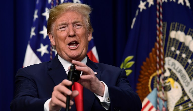 President Trump speaks at an event called "Face-to-Face with our Future" on June 27, 2018, in the South Court Auditorium on the White House complex in Washington.