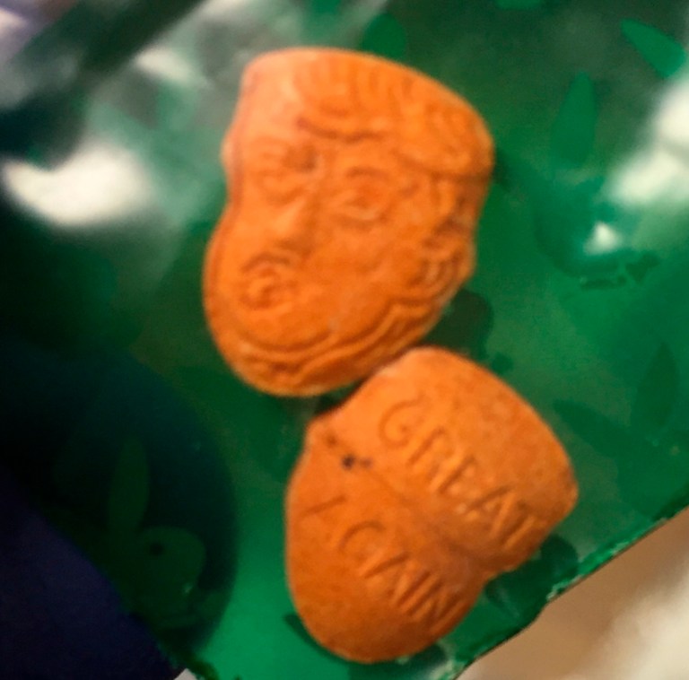 Trump-shaped ecstasy pills.