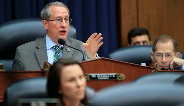 House Judiciary Committee Chairman Bob Goodlatte, R-Va., questions a witness during a joint hearing. 