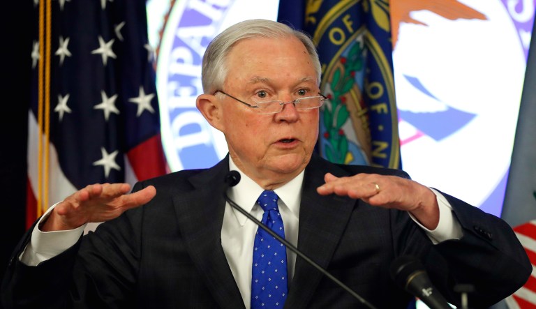 Attorney General Jeff Sessions speaks in New Hampshire.