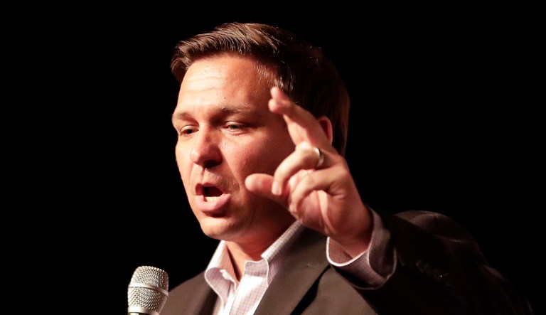 Florida gubernatorial candidate U.S. Rep. Ron DeSantis speaks to supporters at a rally Wednesday in Orlando, Fla.