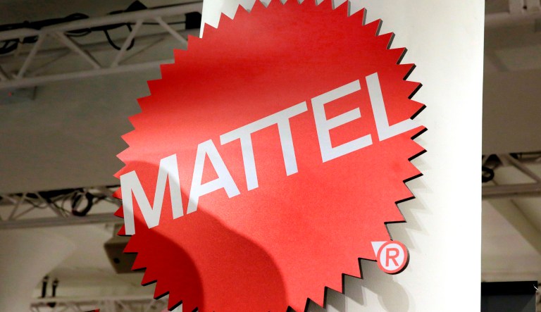 Mattel's logo is seen on a building.