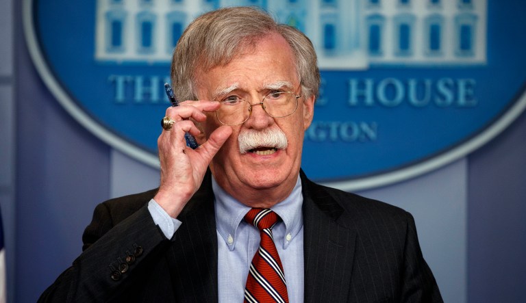National security adviser John Bolton speaks during the daily press briefing at the White House, Thursday, Aug. 2, 2018, in Washington.