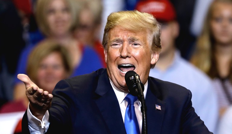President Trump speaks during a rally on Thursday at Mohegan Sun Arena at Casey Plaza in Wilkes Barre, Pa.