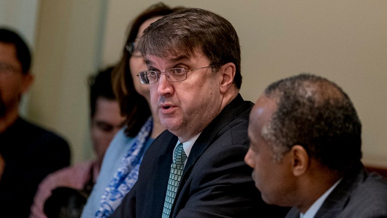 Secretary of Veterans Affairs Robert Wilkie speaks during a cabinet meeting in the Cabinet Room of the White House.