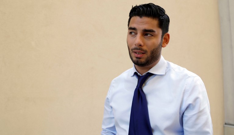 Democratic congressional candidate Ammar Campa-Najjar speaks during an interview.