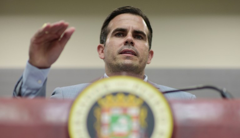 Puerto Rico Gov. Ricardo Rossello speaks during a press conference regarding the number of estimated deaths in the aftermath of Hurricane Maria in San Juan, Puerto Rico, Aug. 28, 2018.