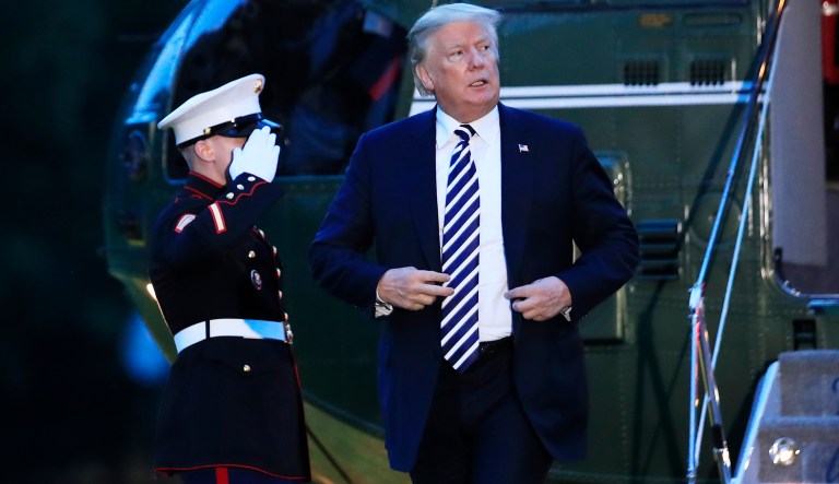 President Donald Trump arrives at the White House in Washington, Friday, Aug. 31, 2018.