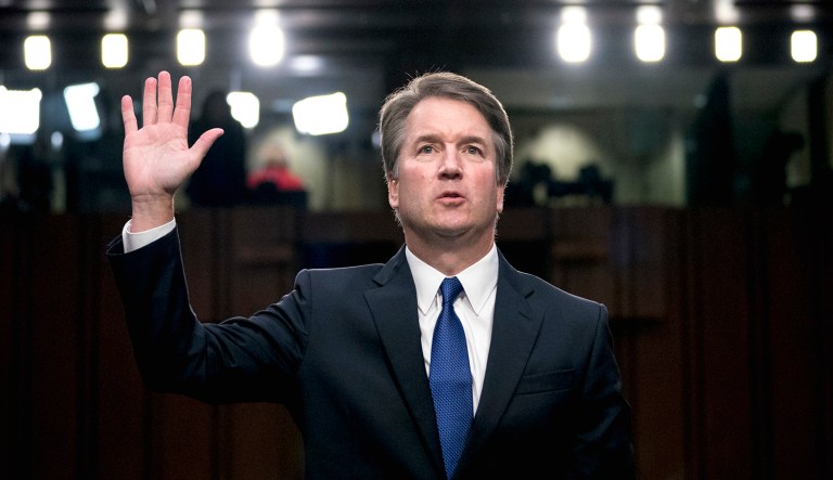 President Trump's Supreme Court nominee Brett Kavanaugh is sworn in before the Senate Judiciary Committee on Capitol Hill in Washington, D.C.