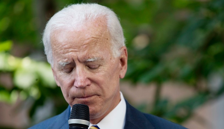 Former Vice President Joe Biden speaks to a crowd.