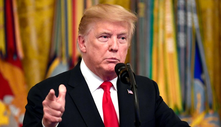 President Trump speaks during an event at the White House in Washington, D.C.