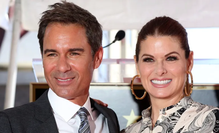 Eric McCormack, left, and Debra Messing, right, members of the cast of the NBC's sitcom "Will and Grace" attend the ceremony honoring Eric McCormack with a star at the Hollywood Walk of Fame on Thursday, Sept. 13, 2018, in Los Angeles. 
