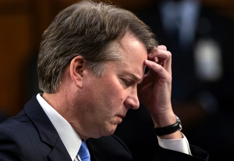 In this Sept. 6, 2018 photo, Supreme Court nominee, Brett Kavanaugh waits to testify before the Senate Judiciary Committee for the third day of his confirmation hearing, on Capitol Hill in Washington.