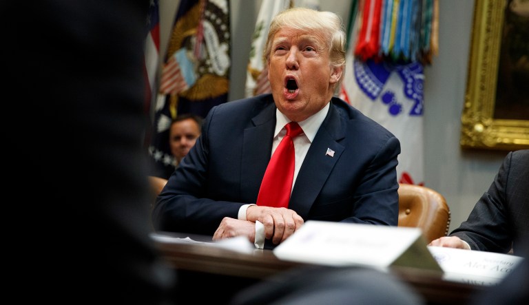 President Donald Trump speaks during a meeting of the President's National Council of the American Worker in the Roosevelt Room of the White House, Monday, Sept. 17, 2018, in Washington.