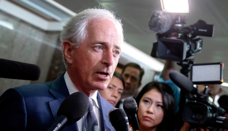 Senate Foreign Relations Committee Chairman Sen. Bob Corker, R-Tenn., talks to the media on Capitol Hill in Washington, D.C.