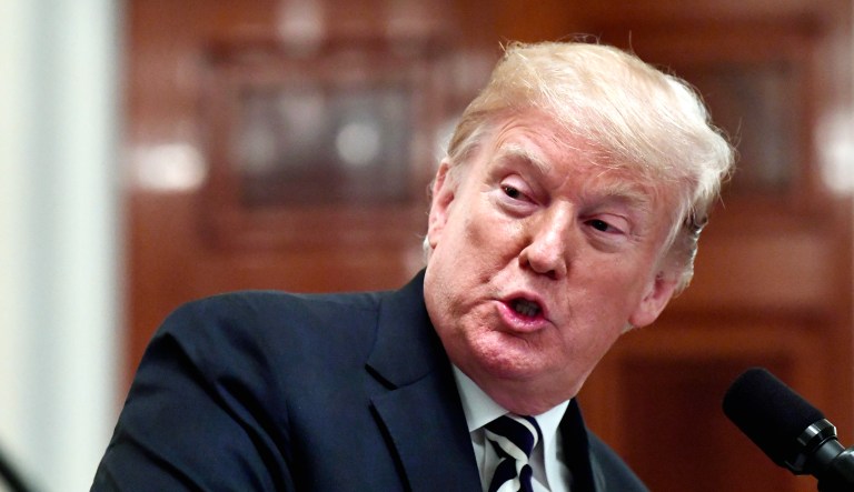 President Trump speaks during a news conference of the White House in D.C.