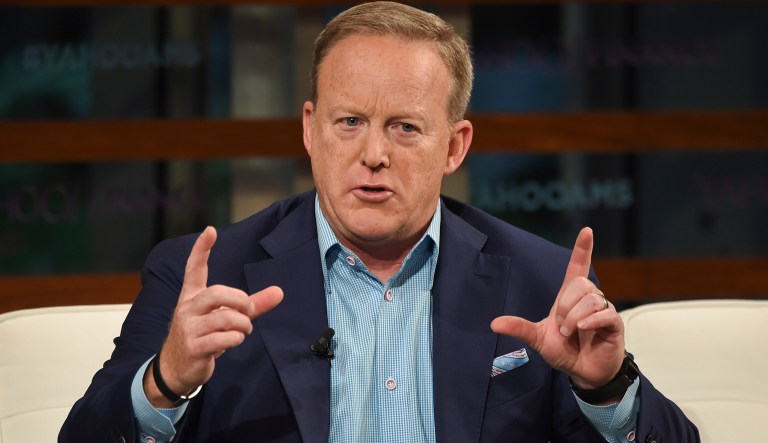 Former White House Press Secretary Sean Spicer participates in the Yahoo Finance All Markets Summit: A World of Change at The TimesCenter on Thursday, Sept. 20, 2018, in New York.