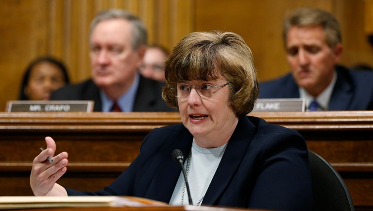 Phoenix prosecutor Rachel Mitchell asks questions of Christine Blasey Ford before the Senate Judiciary Committee hearing.