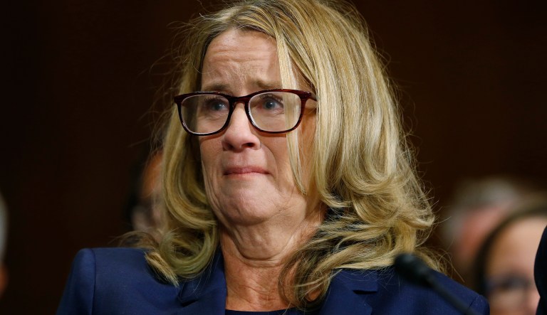Christine Blasey Ford speaks during a hearing of the Senate Judiciary Committee, Thursday, Sept. 27, 2018 on Capitol Hill in Washington.