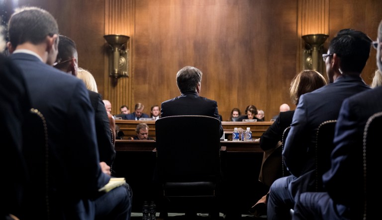Supreme Court nominee Brett Kavanaugh testifies before the Senate Judiciary Committee on Capitol Hill in Washington, Thursday, Sept. 27, 2018.