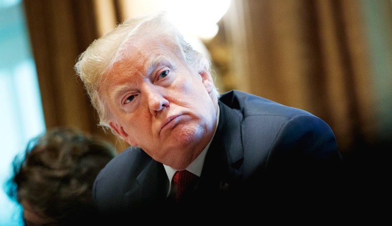 President Trump listens during a Cabinet meeting in the Cabinet Room of the White House in D.C.