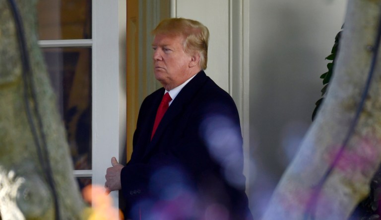 President Donald Trump walks out of the Oval Office of the White House in Washington, Thursday, Oct. 18, 2018, and heads to Marine One for the short trip to Andrews Air Force Base. Trump is traveling to Montana, Arizona and Nevada.