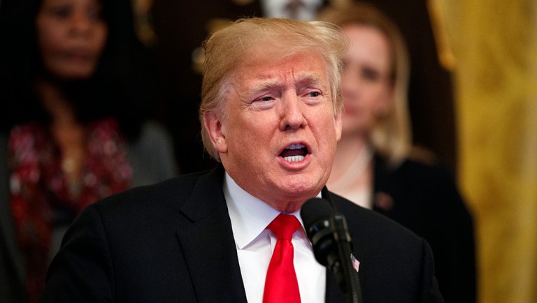 President Trump speaks during an event on the opioid crisis.