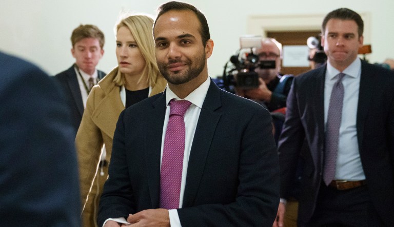 George Papadopoulos, the former Trump campaign adviser who triggered the Russia investigation, arrives for his first appearance before congressional investigators, on Capitol Hill in Washington, Thursday, Oct. 25, 2018.