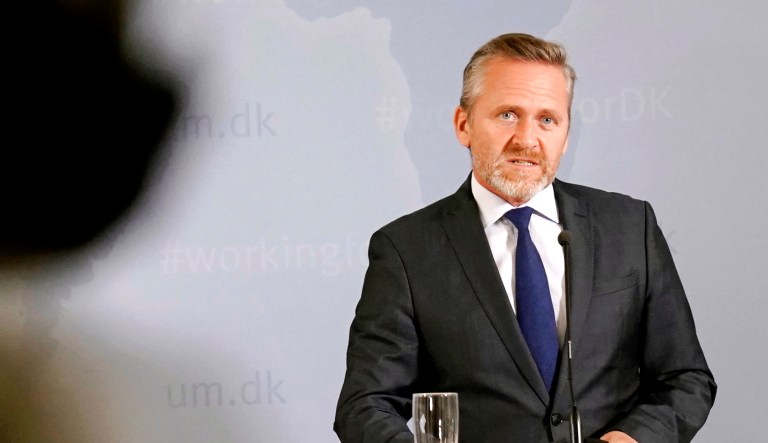 Denmark's Foreign Minister Anders Samuelsen speaks during a press conference in Eigtveds Pakhus, Copenhagen, on Tuesday in connection with a police operation last month involving a Norwegian citizen of Iranian descent being arrested in an alleged Iranian intelligence plot to kill an opposition activist in Denmark. 