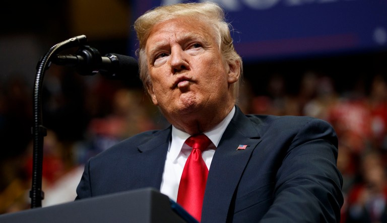 President Donald Trump speaks during a campaign rally, Sunday, Nov. 4, 2018, in Chattanooga, Tenn. 