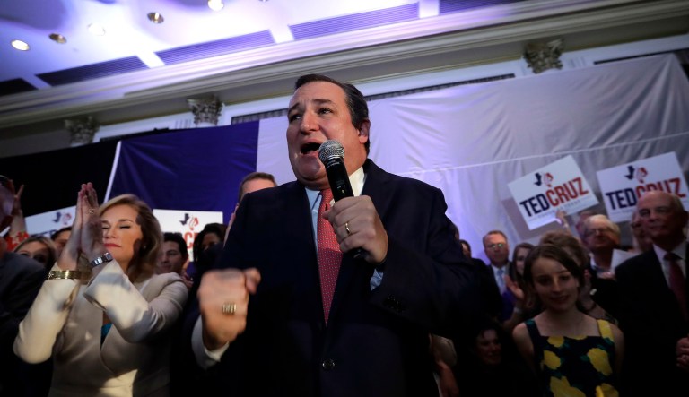 Sen. Ted Cruz, R-Texas, delivers his victory speech during an election night party, Tuesday, Nov. 6, 2018, in Houston. 