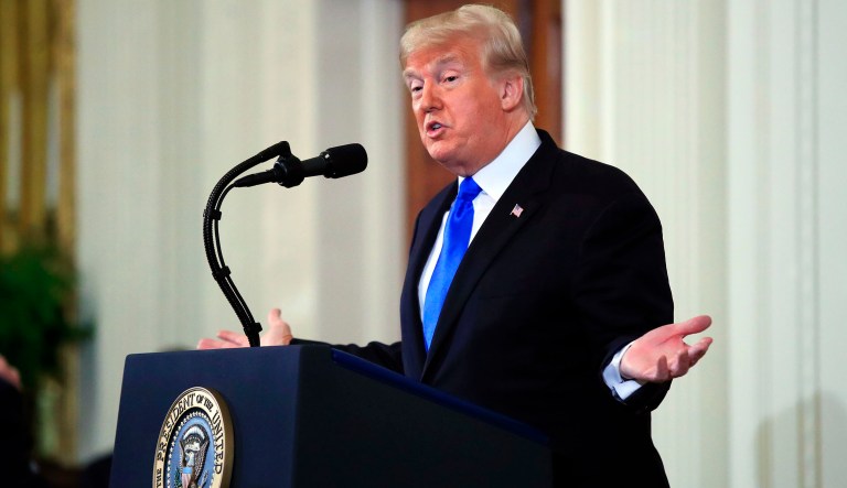 President Donald Trump speaks during a news conference in the East Room at the White House in Washington, Wednesday, Nov. 7, 2018.