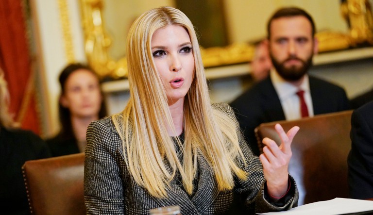 Ivanka Trump, the daughter and assistant to President Trump, speaks during a news conference in D.C.