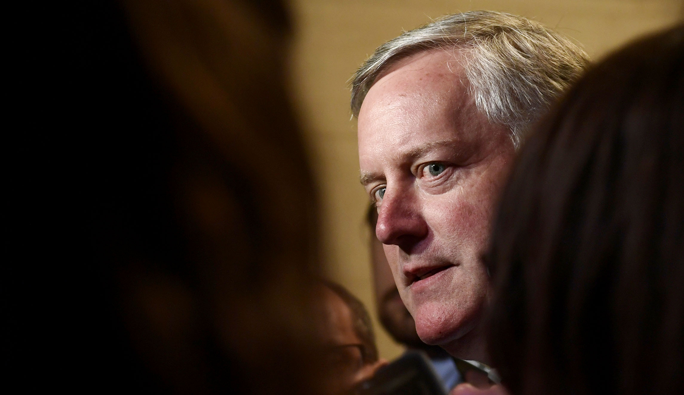 Rep. Mark Meadows, R-N.C., talks with reporters following a meeting in Washington.