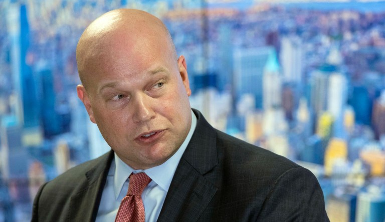 In this Nov. 21, 2018, photo, acting Attorney General Matthew Whitaker addresses law enforcement officials at the Joint Terrorism Task Force in New York.