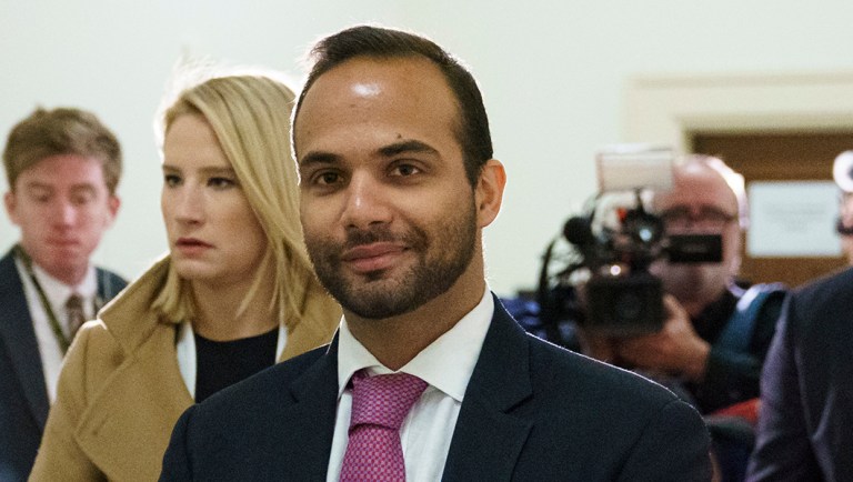 George Papadopoulos, the former Trump campaign adviser who triggered the Russia investigation, arrives for his first appearance before congressional investigators.