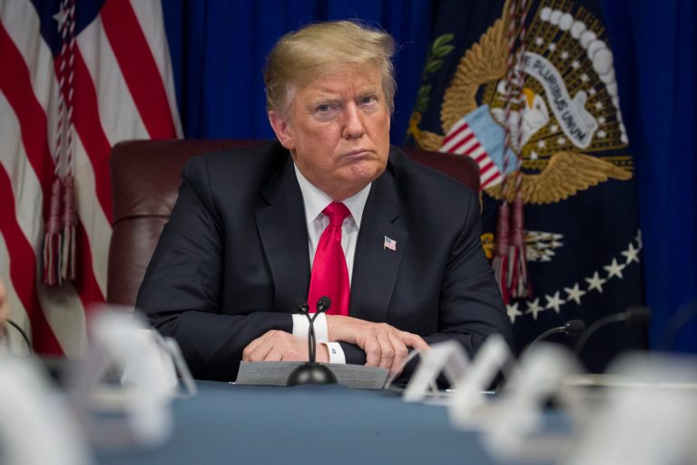 President Donald Trump listens during a roundtable discussion on the First Step Act, Monday, Nov. 26, 2018, in Gulfport, Miss.