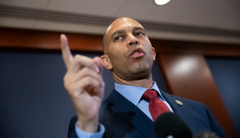 Rep. Hakeem Jeffries, D-N.Y., meets with reporters after being elected chairman of the House Democratic Caucus for the 116th Congress, at the Capitol in Washington, Wednesday, Nov. 28, 2018. Jeffries defeated Rep. Barbara Lee, D-Calif., both prominent members of the Congressional Black Caucus.