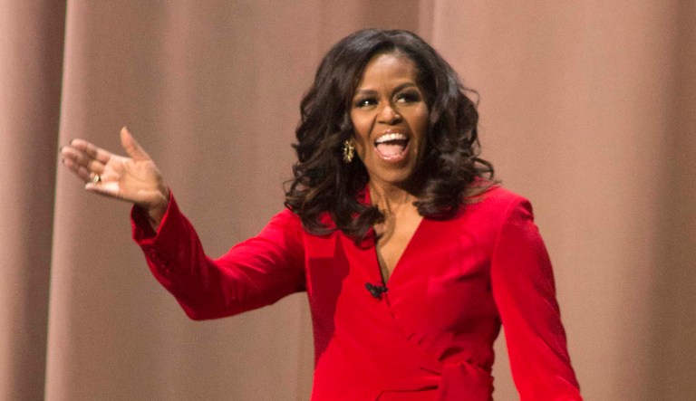 Former first lady Michelle Obama arrives at an event.