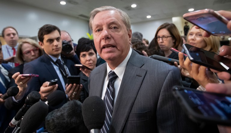 Sen. Lindsey Graham, R-S.C., chairman of the Subcommittee on Crime and Terrorism, speaks to reporters at the Capitol in Washington, Tuesday, Dec. 4, 2018. 