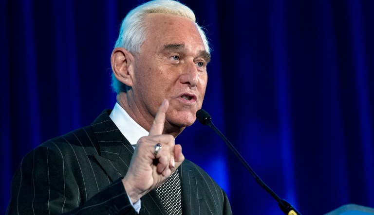 Roger Stone speaks at the American Priority Conference in Washington Thursday Dec. 6, 2018.