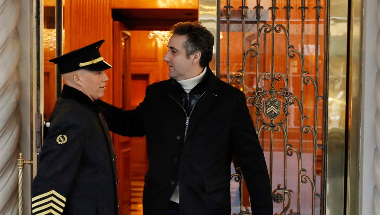 Trump’s alleged affairs hurt Michael Cohen more than the Moscow project Michael Cohen leaves his apartment building on New York's Park Avenue.