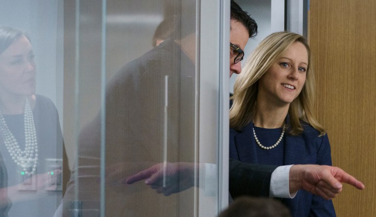 New Bureau of Consumer Financial Protection Director Kathy Kraninger arrives to speak to media at the Bureau of Consumer Financial Protection offices in Washington, Tuesday, Dec. 11, 2018.