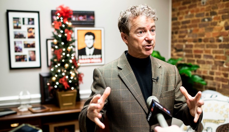 Sen. Rand Paul, R-Ky., speaks to members of the media.
