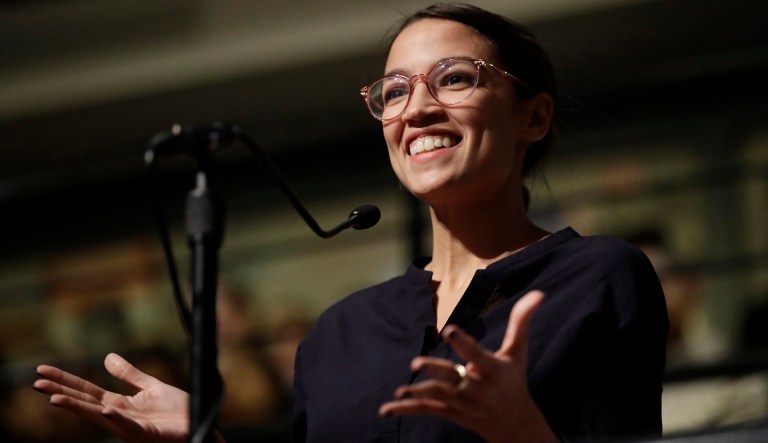 Democrat Alexandria Ocasio-Cortez, who won her bid for a seat in the House of Representatives in New York's 14th Congressional District, at the Kennedy School's Institute of Politics at Harvard University, Thursday, Dec. 6, 2018. 