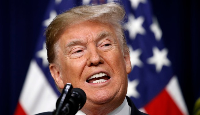 President Trump speaks during an event.