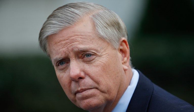 Sen. Lindsey Graham, R-S.C., speaks to members of the media.